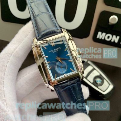 Patek Philippe Gondolo Blue Leather Strap Blue Dial Replica Watch 